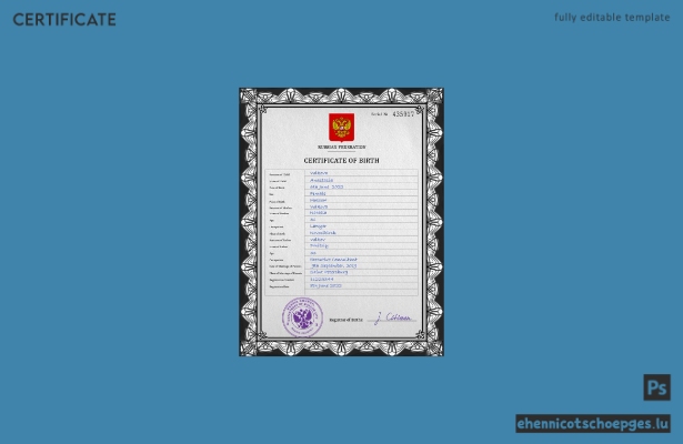 Russische Geburtsurkunde (PSD-Beispielvorschau)